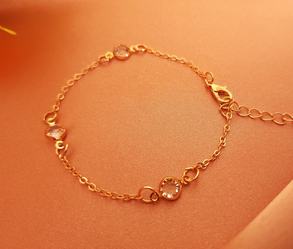 Thin Chain Bracelet with Rhinestone Accents	