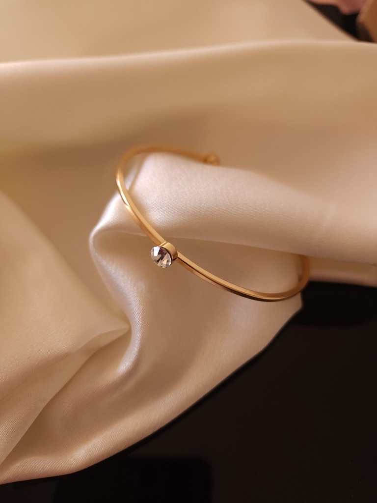 Rhinestone and Hexagon Bangle Bracelet Duo	