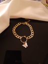Elegant Gold Chain Bracelet Set with Butterfly Charm and Diamond Accents