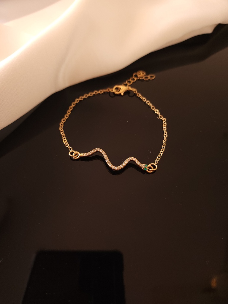 Snake Pendant, Chain, and Rhinestone Bracelet Trio	