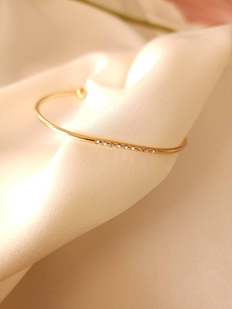 Rhinestone and Chain Structure Bangle Duo	