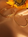 Rhinestone and Chain Structure Bangle Duo	