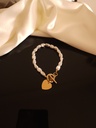Thick Chain and Pearl Heart Pendant Bracelet Combo	