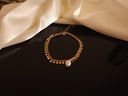 Delicate Chain Bracelet with Oval Pearl Pendant	
