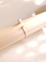 Pearl and Rhinestone Open-End Bangle Bracelet	