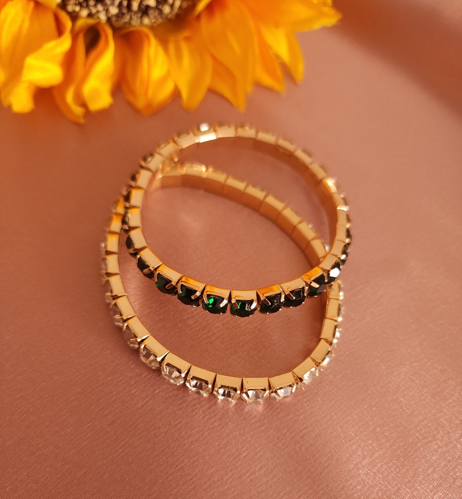 Rhinestone and White Bead Bracelet Duo	 (copy)