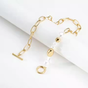 Gold-Plated Irregular Pearl Chain Collar Necklace