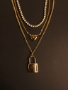 Golden Heart & Lock Layered Necklace