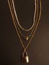 Golden Heart & Lock Layered Necklace