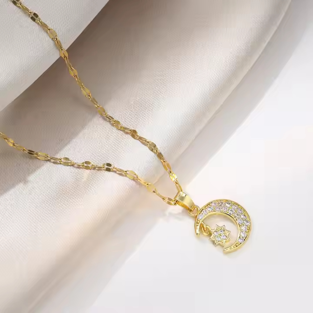 18k Gold Plated Moon Pendant Necklace