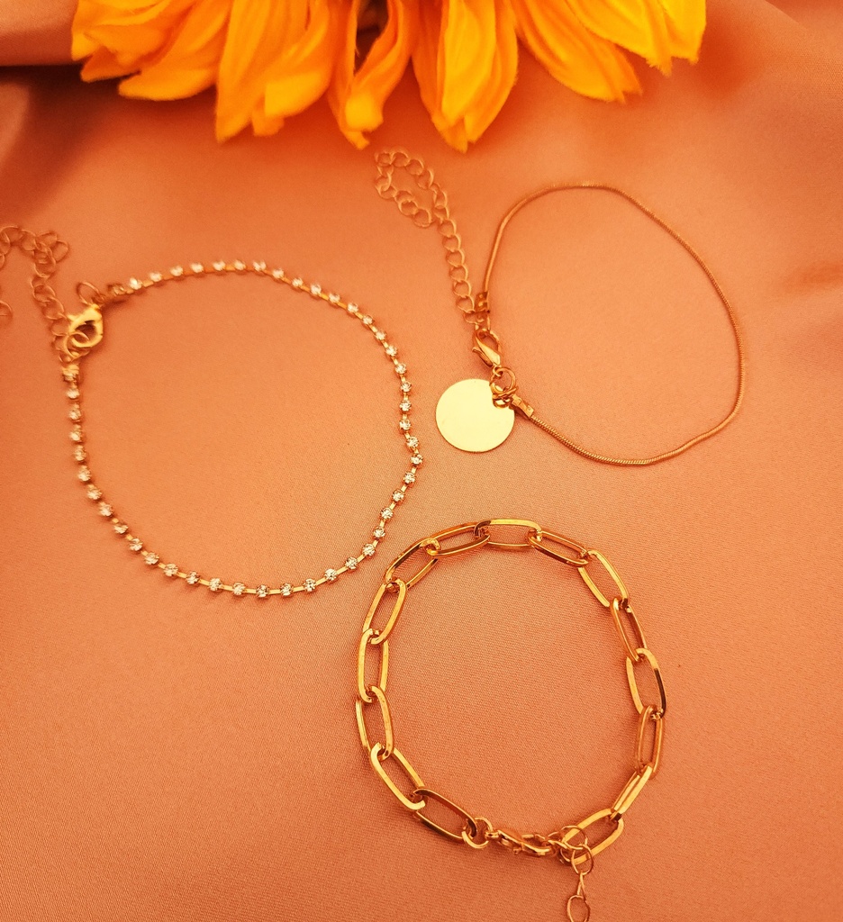 Timeless Allure: Vintage Round Pendant Bracelet Trio