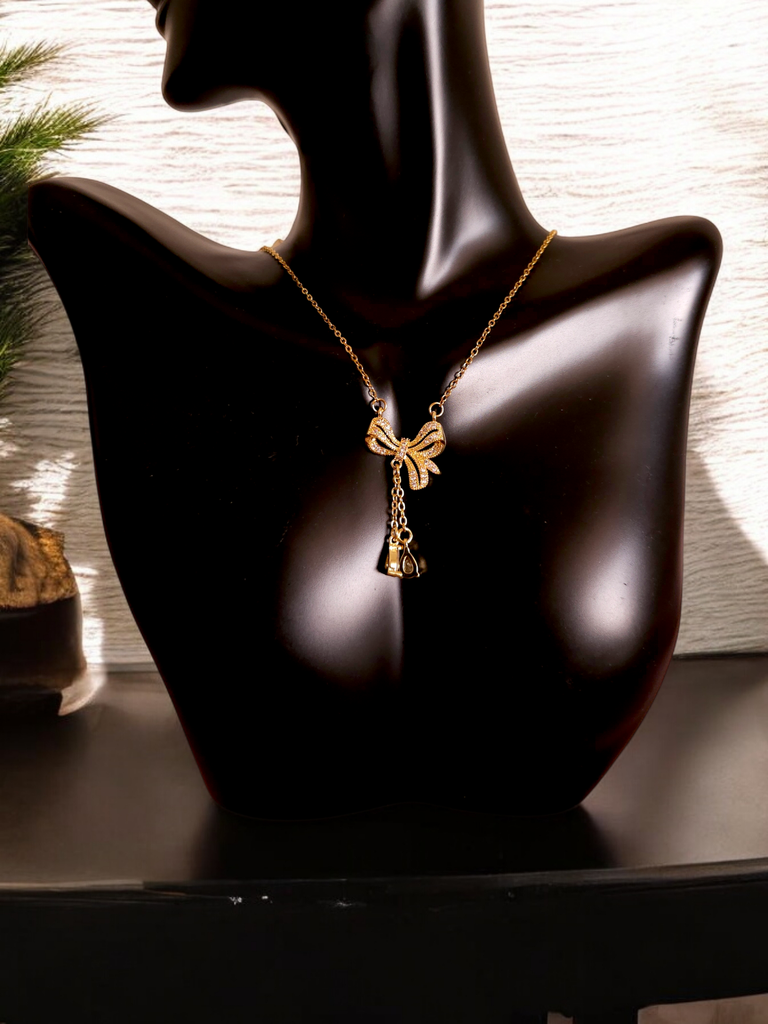 18k Gold Plated Bow Lariat Necklace
