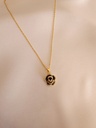 18k Gold Plated Necklace With Black Camellia Flower Pendant