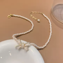 Vintage Bow Collar Pearl Necklace