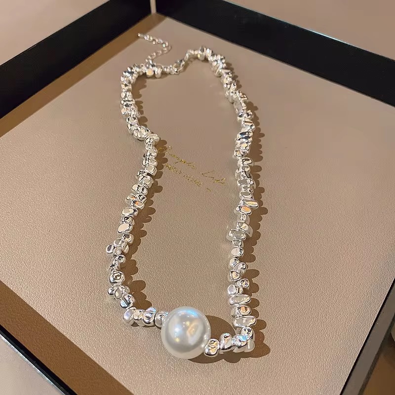 Collar Pearl Necklace(Silver)