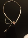 Vintage Pearl Necklace with Pink Crystal Heart