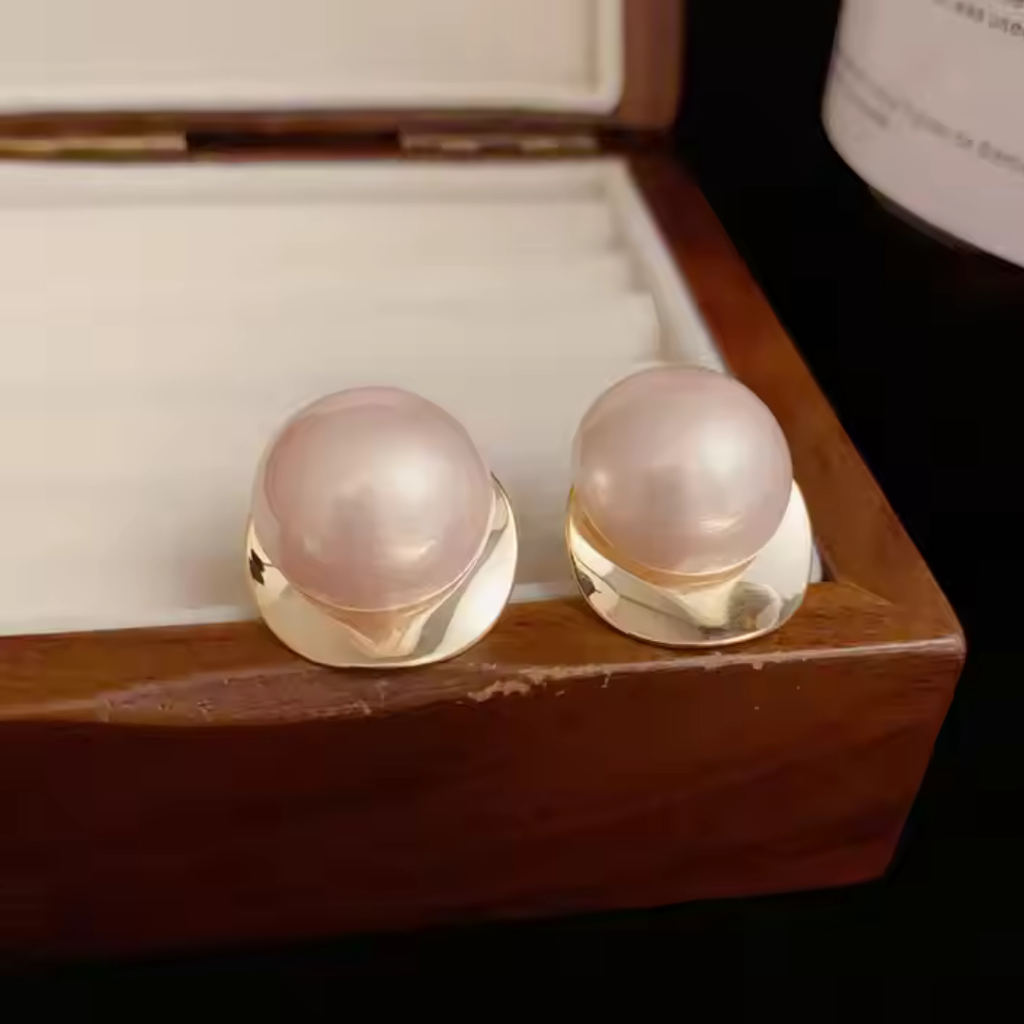 Minimalist Pink Pearl Stud Earrings