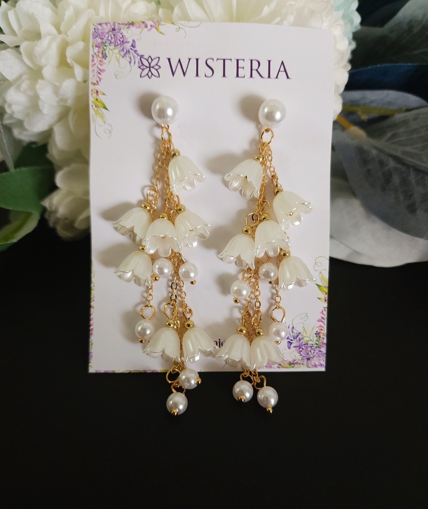 Elegant Flower Tassel Earrings with Faux Pearl