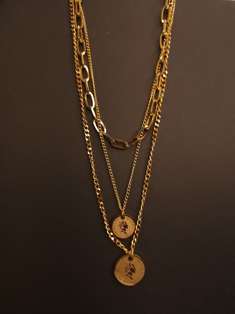 Elegant Triple-Layered Coin Vintage Necklace