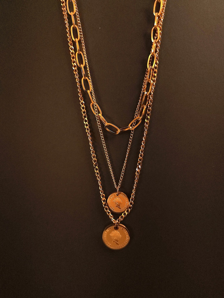 Elegant Triple-Layered Coin Vintage Necklace