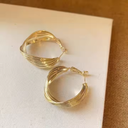 Retro Twisted Gold Hoop Earrings