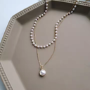 Korean Layered Pearl Necklace with Pendant