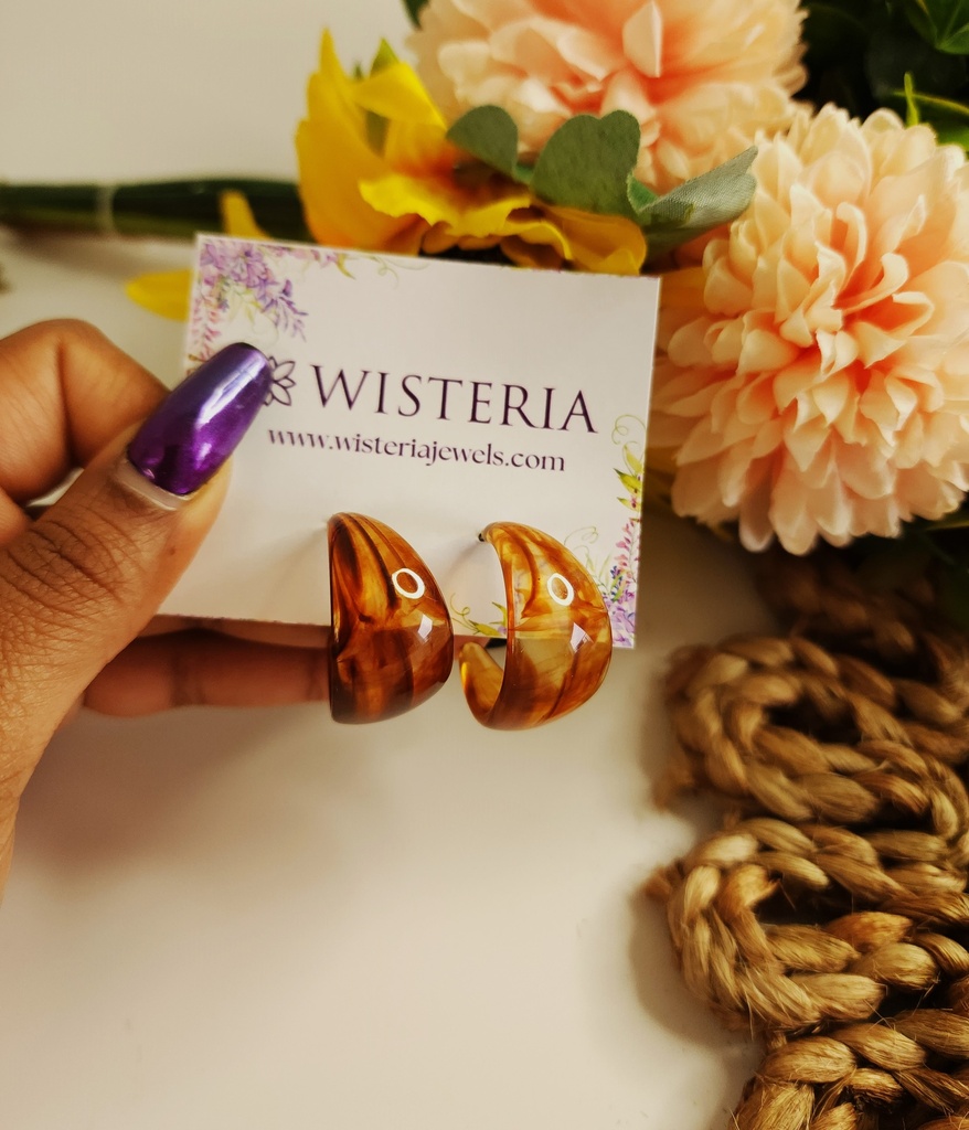 Versatile Retro Tawny Resin Hoop Earrings