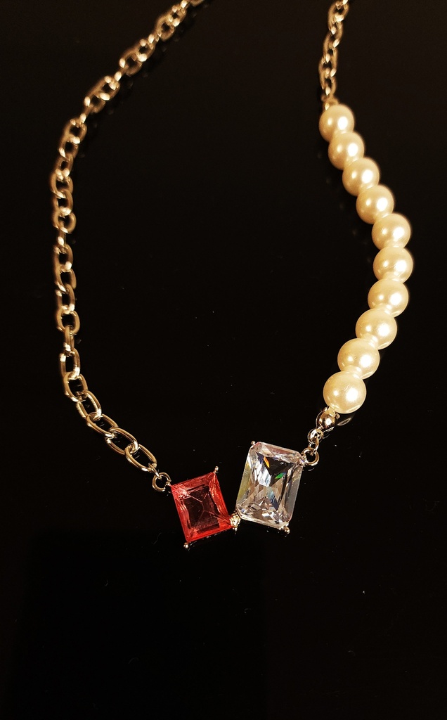 Pink Pearl Crystal Vintage Necklace