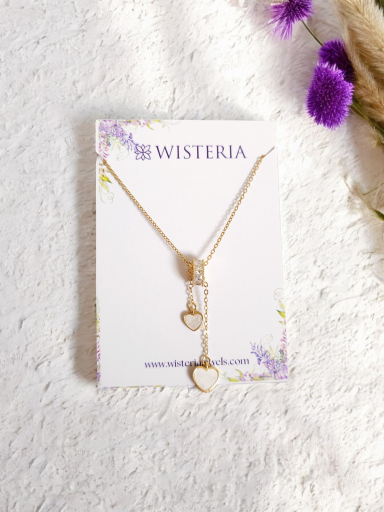 18k Gold-Plated Lariat Heart Necklace