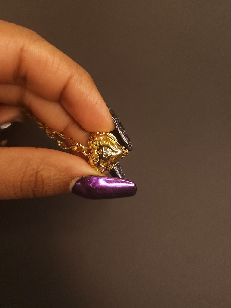 18k Gold Plated Obsidian Heart Pendant Necklace