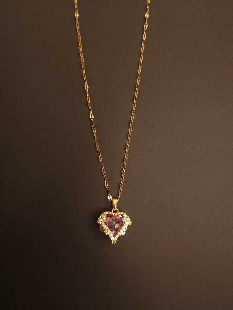 18k Gold Plated Obsidian Heart Pendant Necklace