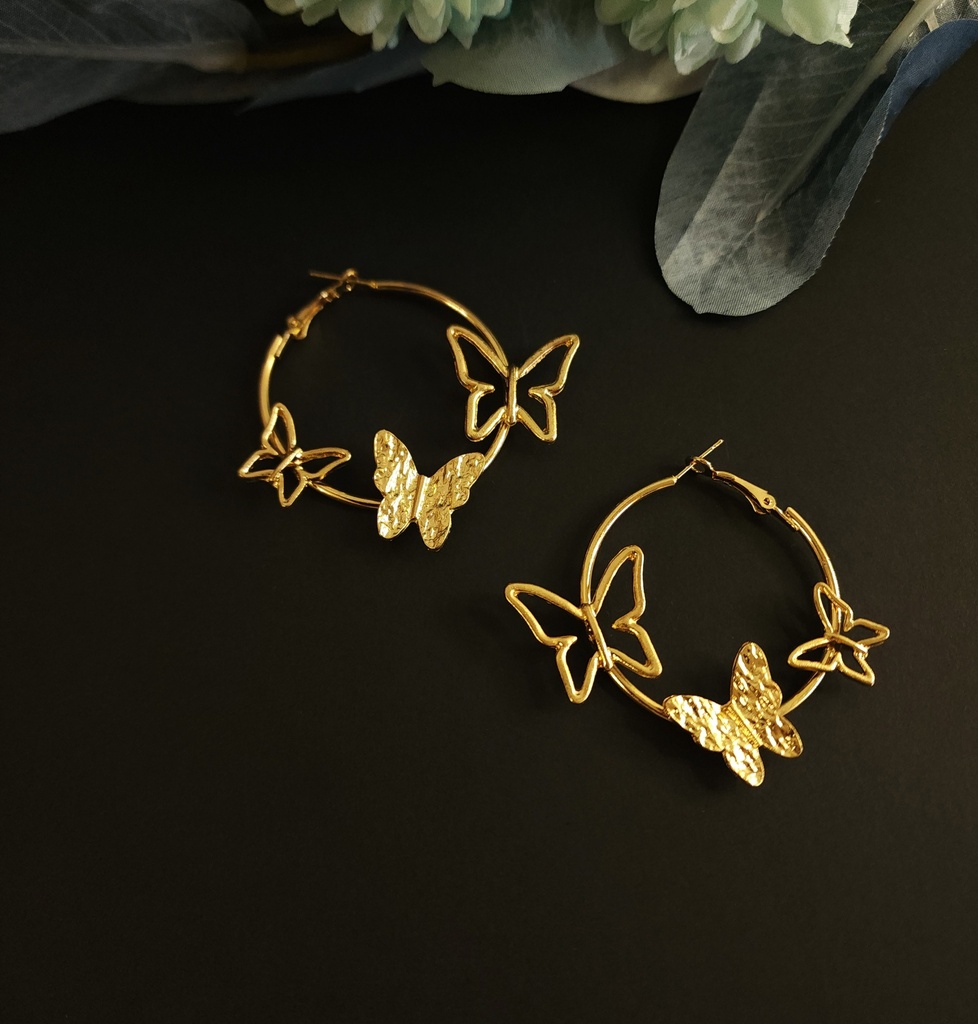 Chic Gold Butterfly Hoop Earrings