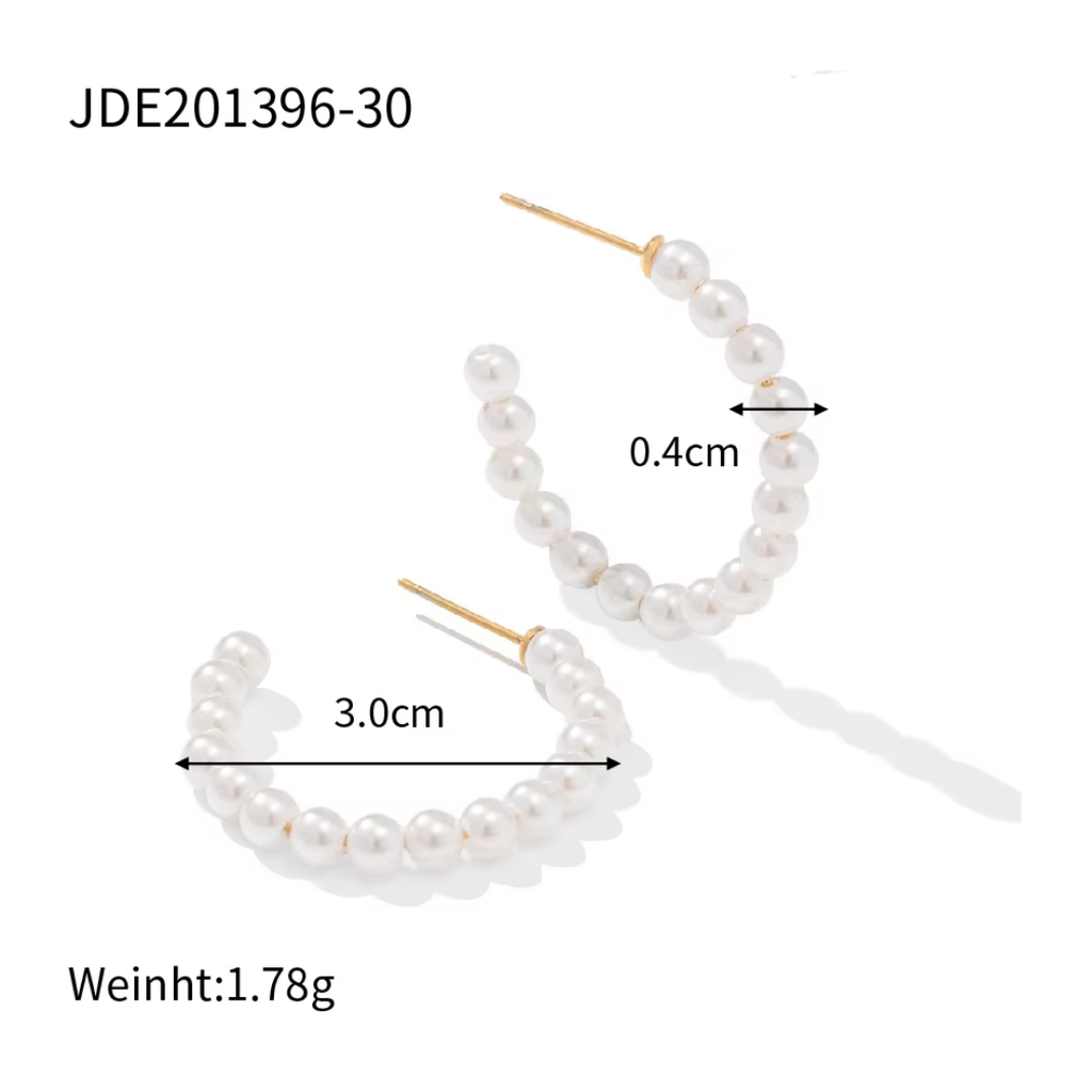 Classic Pearl Accent Hoop Earrings