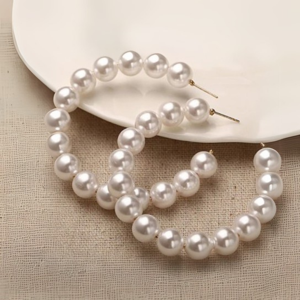 Classic Pearl Accent Hoop Earrings