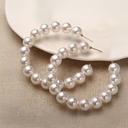 Classic Pearl Accent Hoop Earrings