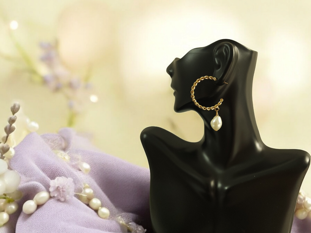 Set of 6 Ivory and Golden Huggie & Hoop Earrings