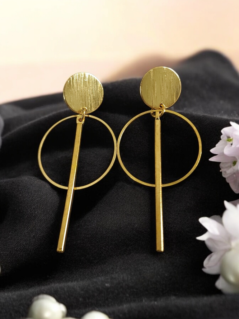 Elegant Round Metal Drop Earrings