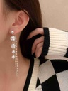 Pearl Dangle Earrings with Sparkling Crystal Stone Tassels