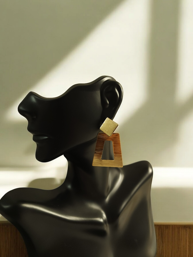 Elegant Retro Geometric Rhombus Trapezoid Drop Earrings