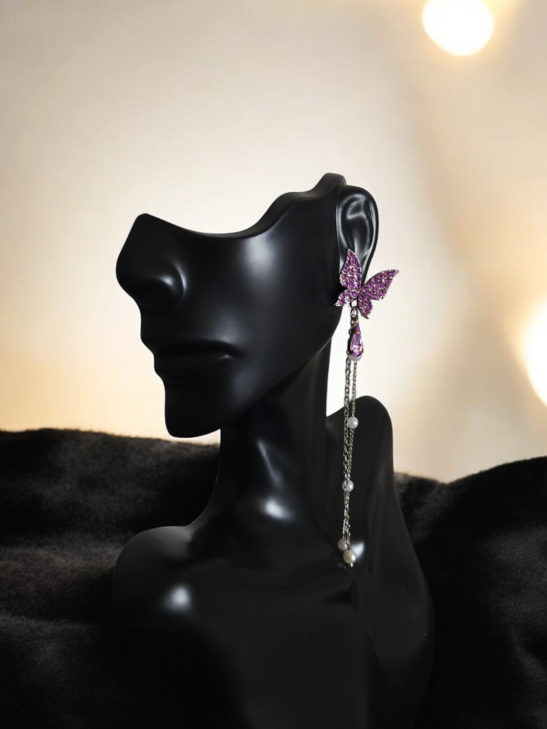 Butterfly Amethyst Earrings - Tassel Earrings