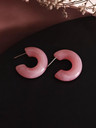 Set Of 4 Korean Pink & Gold Hoop Earrings Set