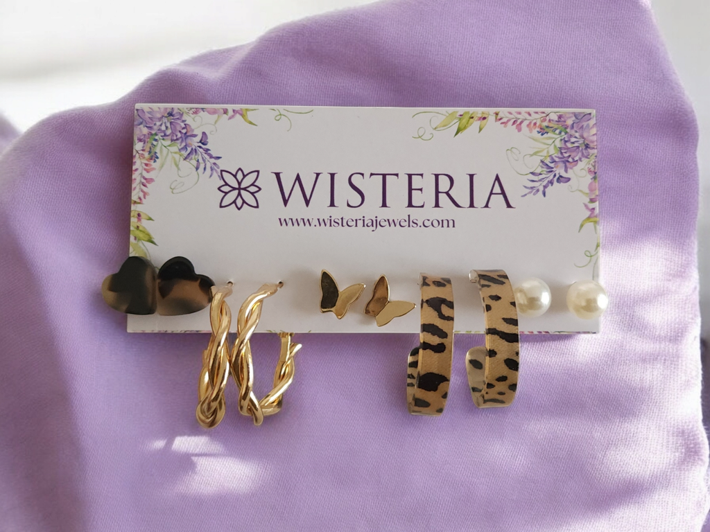 Set Of 5 Classic Studs & Hoop Earrings