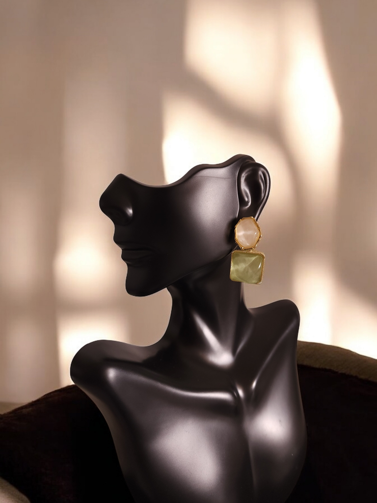 Water Wave Pattern Square Drop Earrings