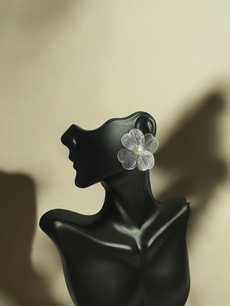 Elegant Silver Flower Earrings