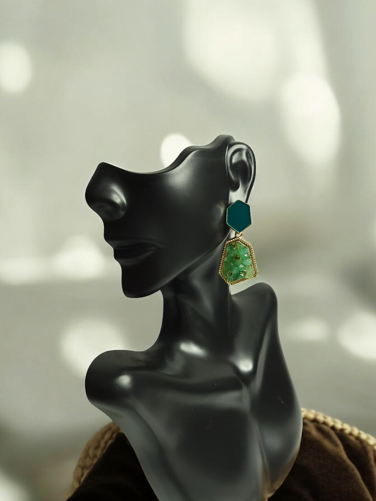Delicate Rhinestone Geometric Enamel Drop Earrings 
