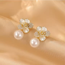 Retro Chic Pearl and Rhinestone Drop Earrings