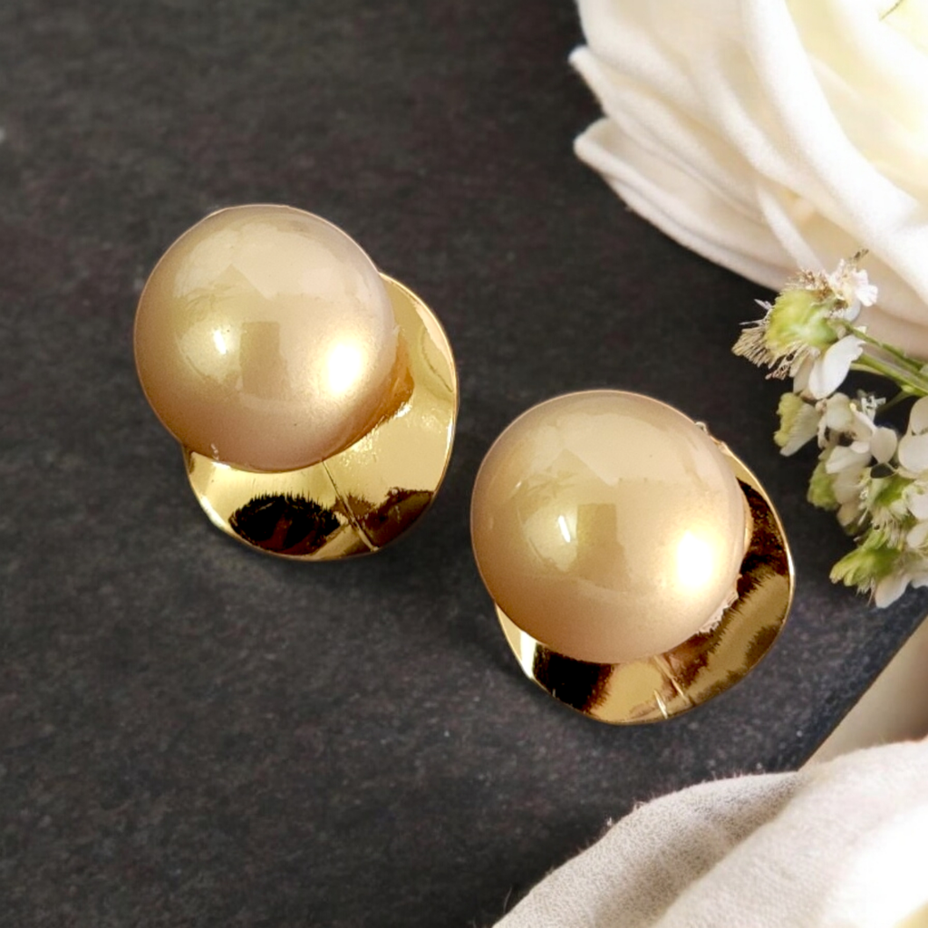 Minimalist Pink Pearl Stud Earrings