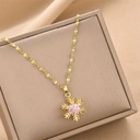 18k Gold Plated Pink Snowflake Necklace