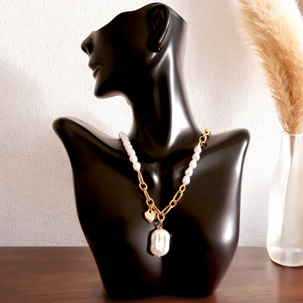 Irregular Faux Pearl Chunky Chain Necklace
