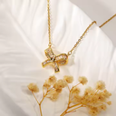 18k Gold Plated Necklace- Bow Pendant Necklace